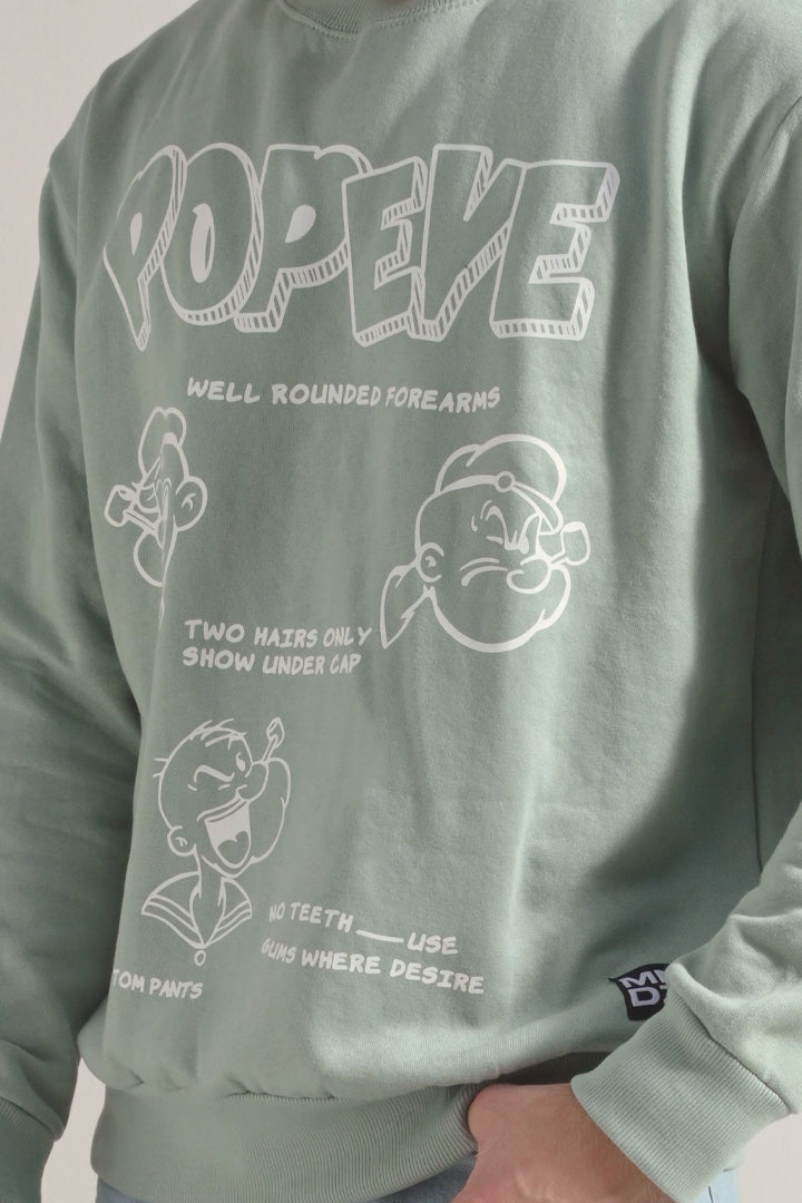 Oversized Graphic Sweatshirt - Sage Green - FA