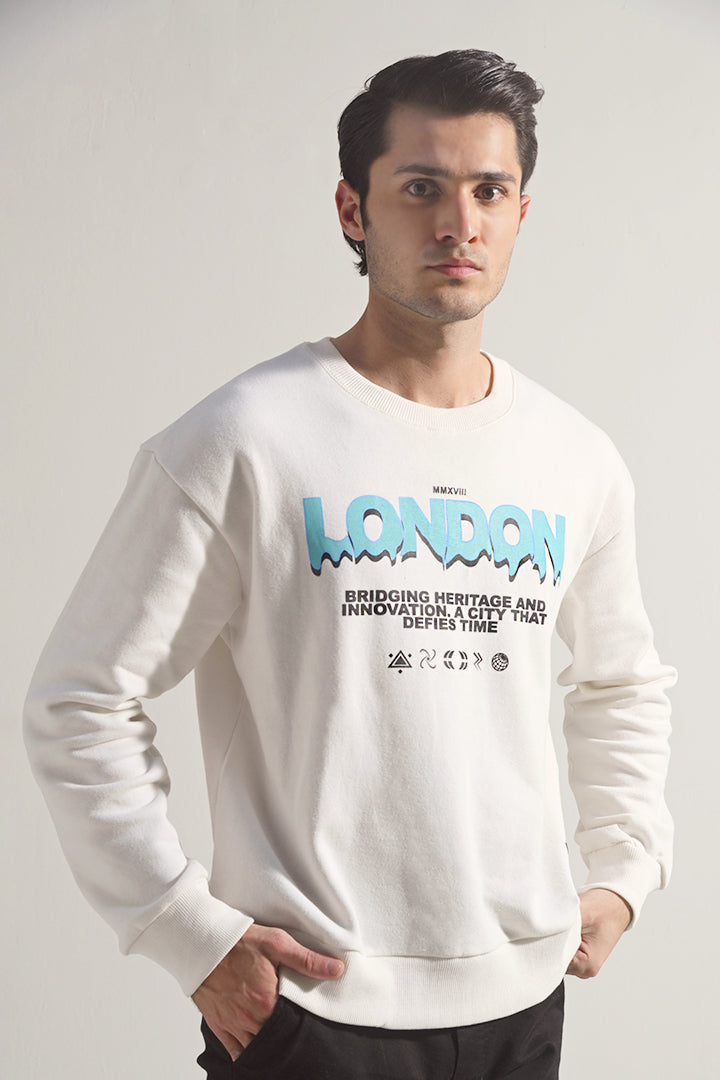 Oversized Graphic Sweatshirt - White - FA alternate view