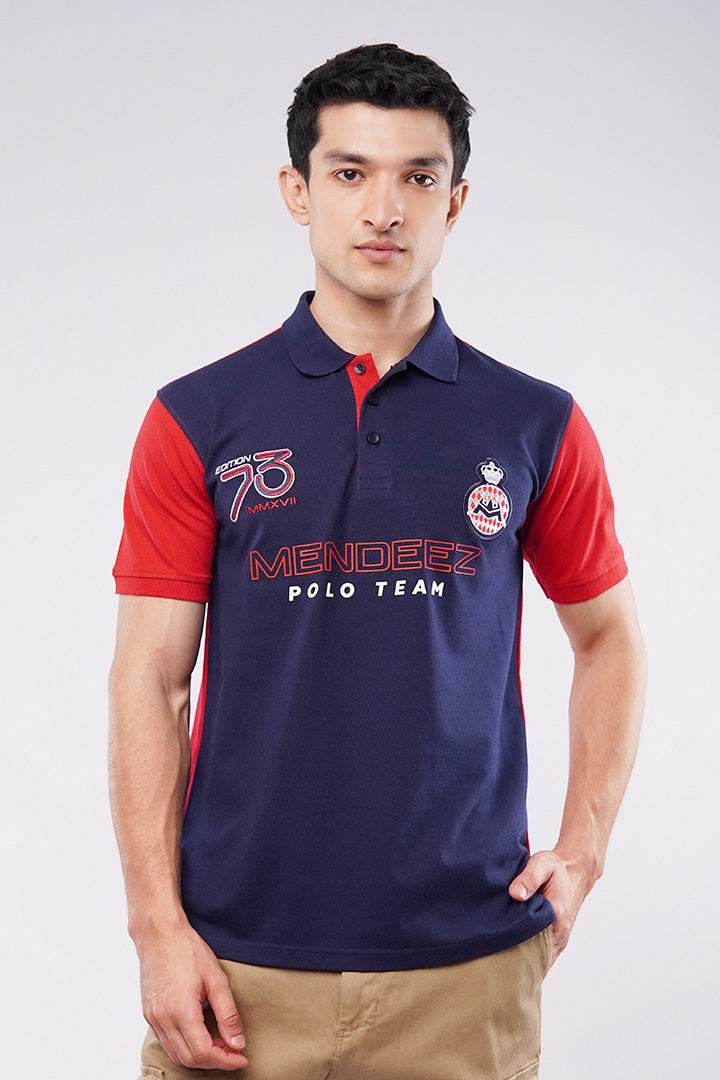 Sports Polo Shirt - Blue & Red