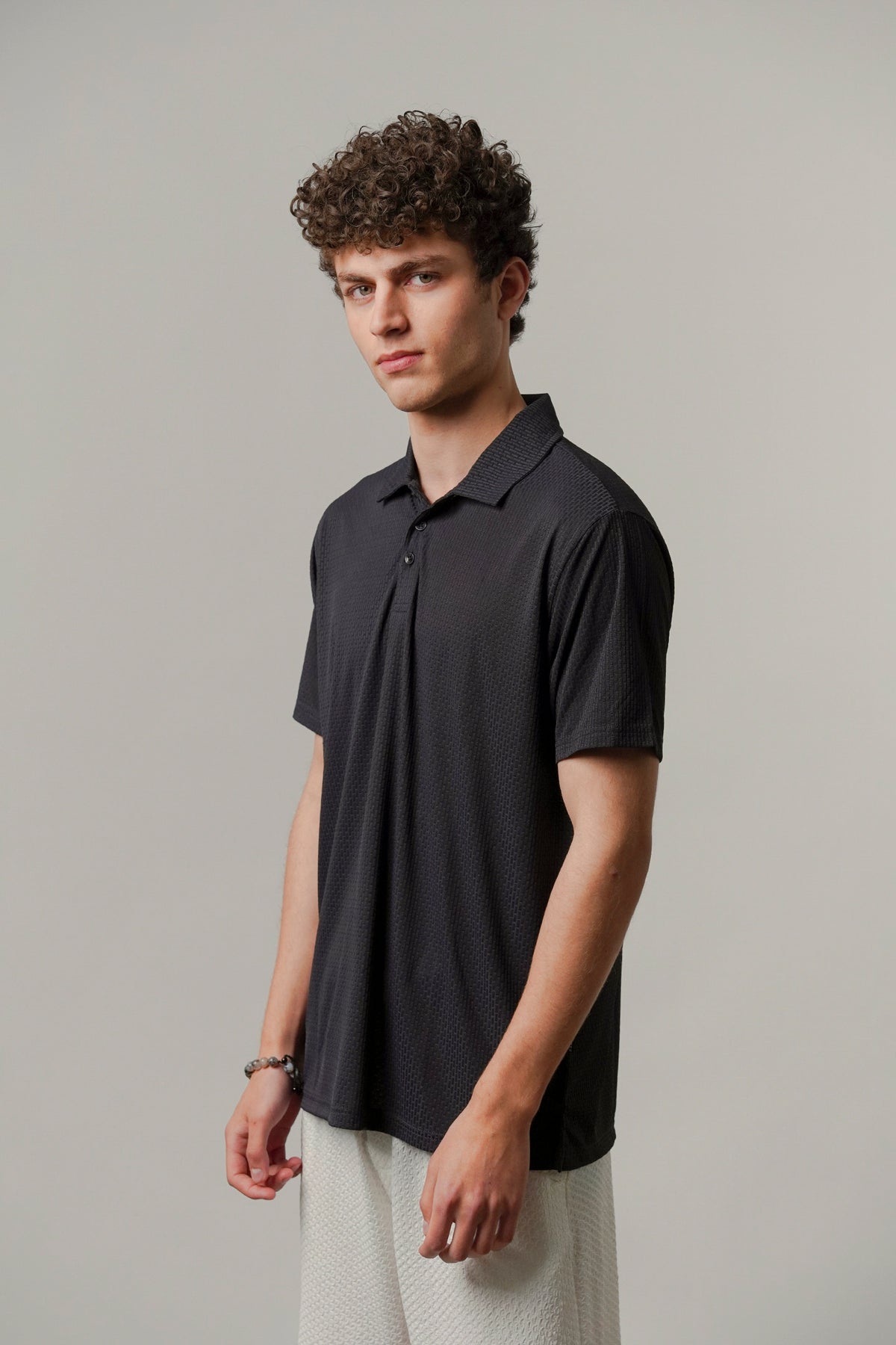 Textured Polo - Navy Blue alternate view