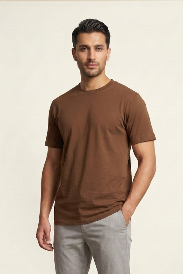 Crew Neck T-Shirt - Brown