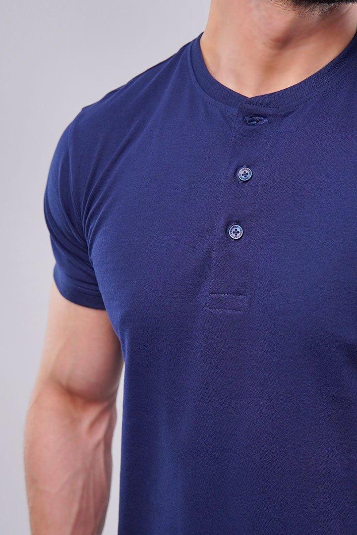 Henley T-Shirt - Navy Blue alternate view