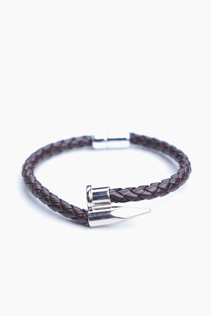 Brown Silver Nail Bracelet