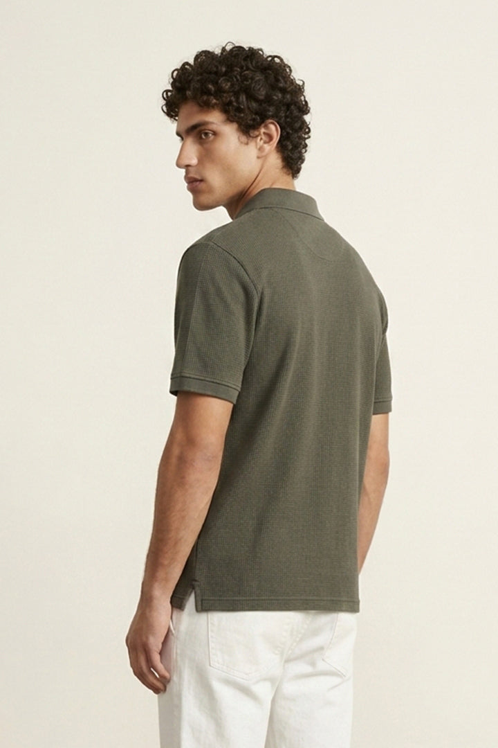 Jacquard Textured Polo - Thunder Grey