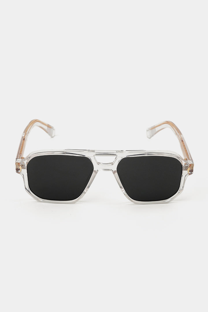 Transparent Double Bridge Sunglasses - Black