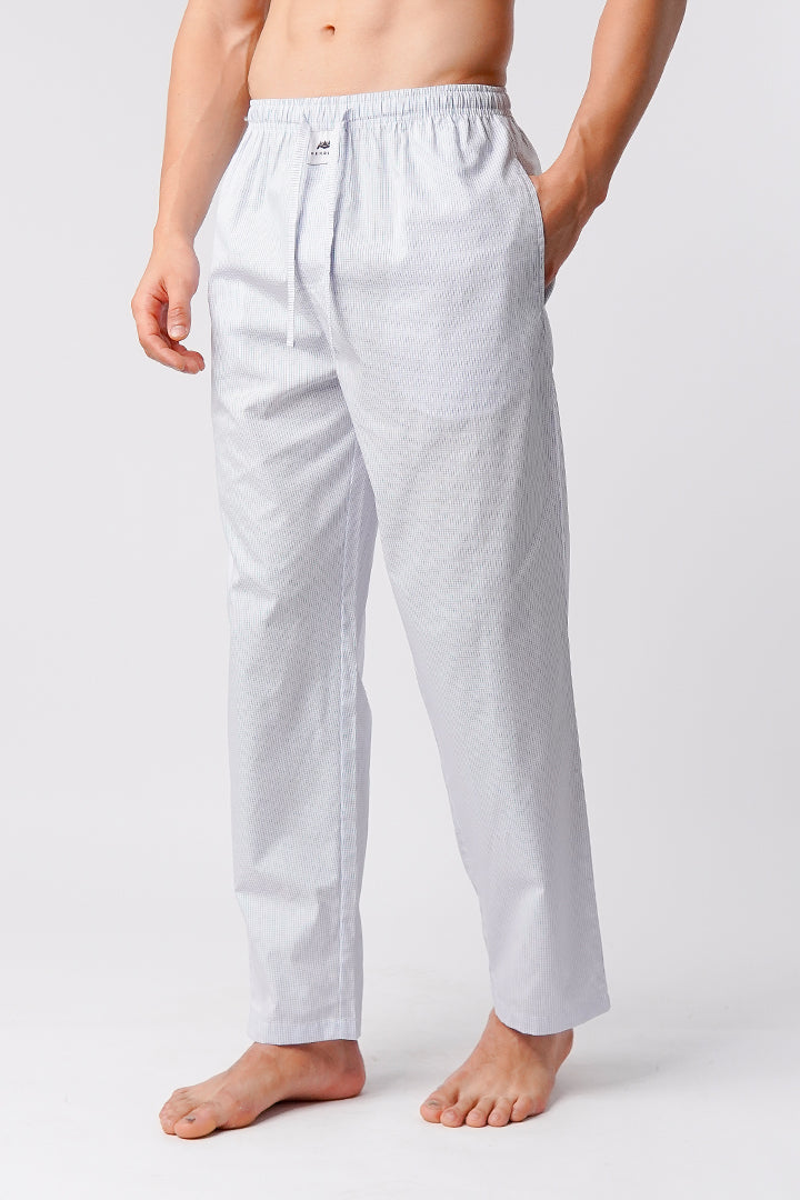 Check Woven Pajamas - Blue & White