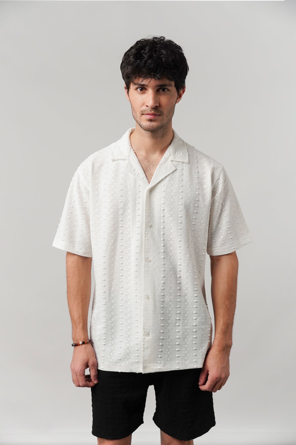 Knitted Cuban Shirt - White