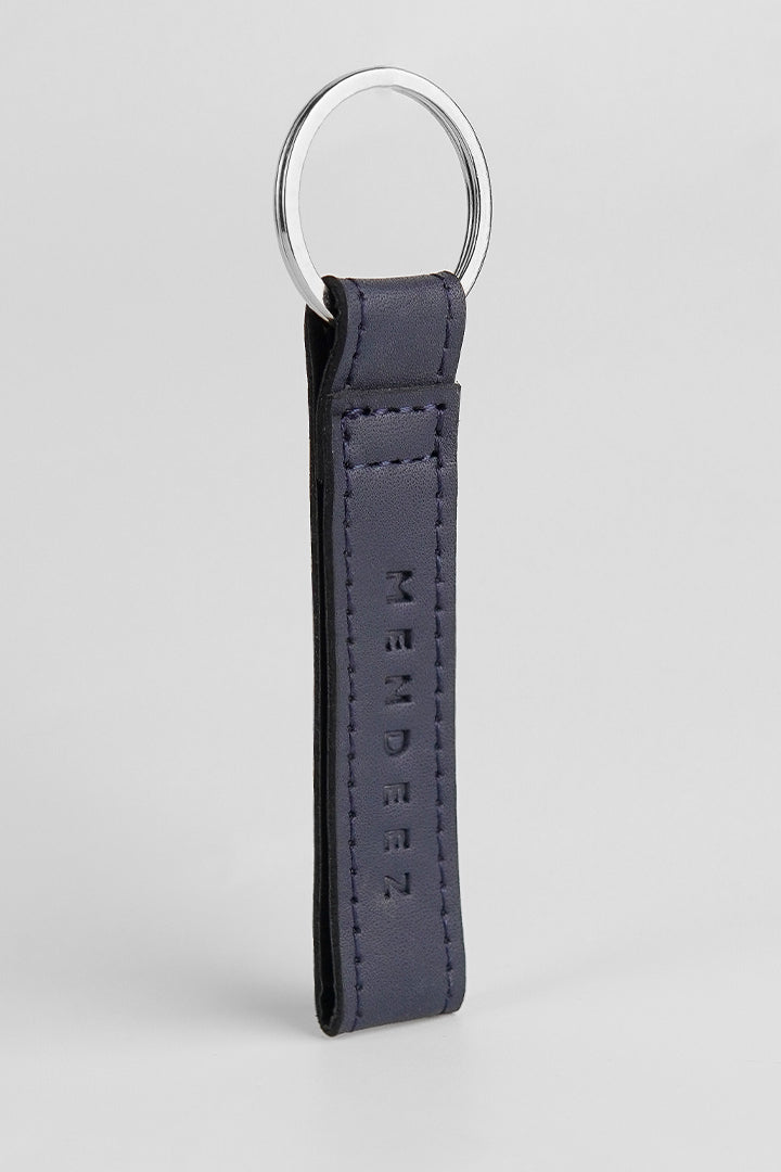Leather Keychain - Dark Blue