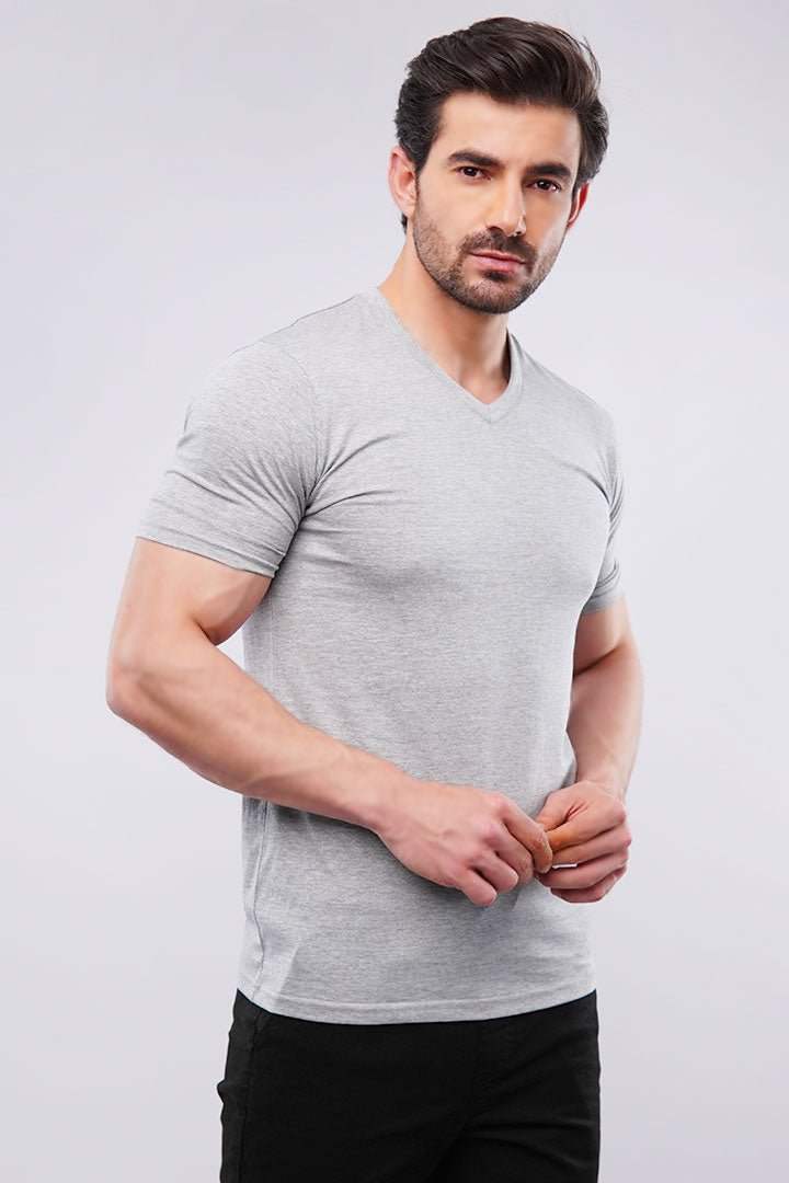 V-Neck T-Shirt - Heather Grey