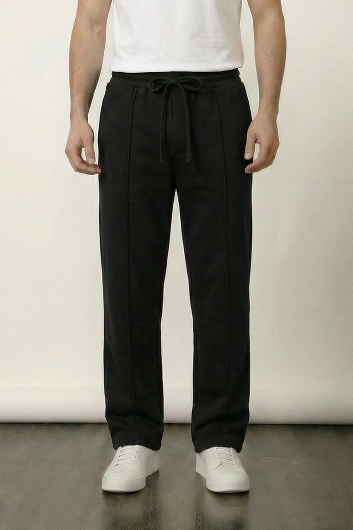 Pintex Jogger Pants - Black