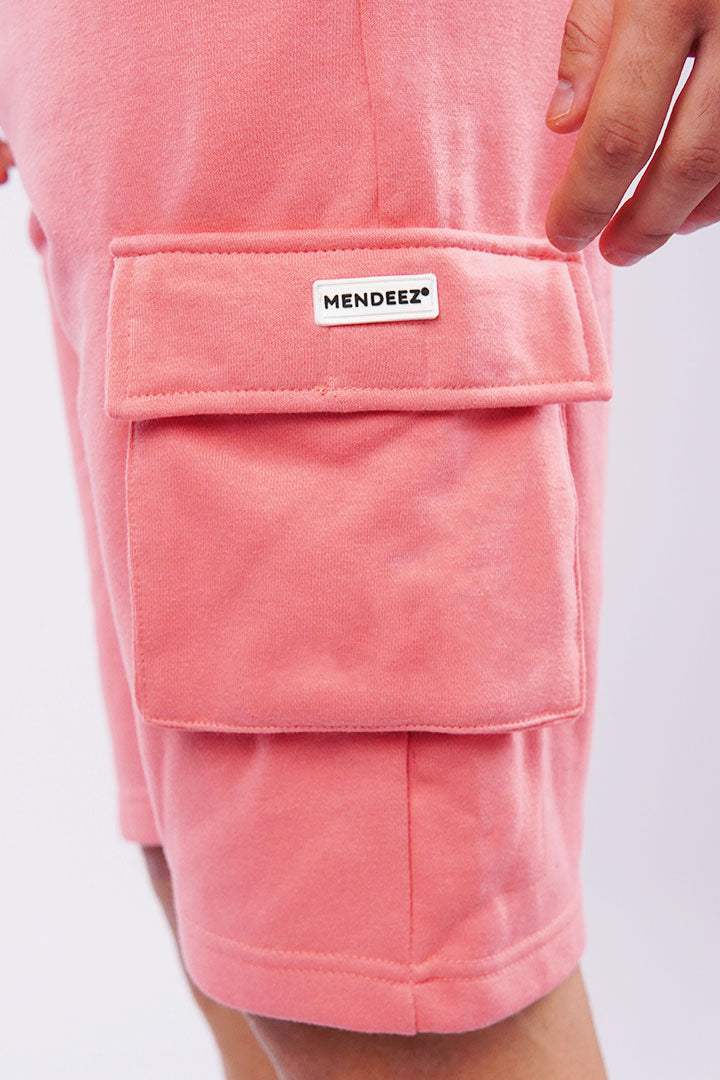 Terry Cargo Shorts - Coral Pink - FA alternate view
