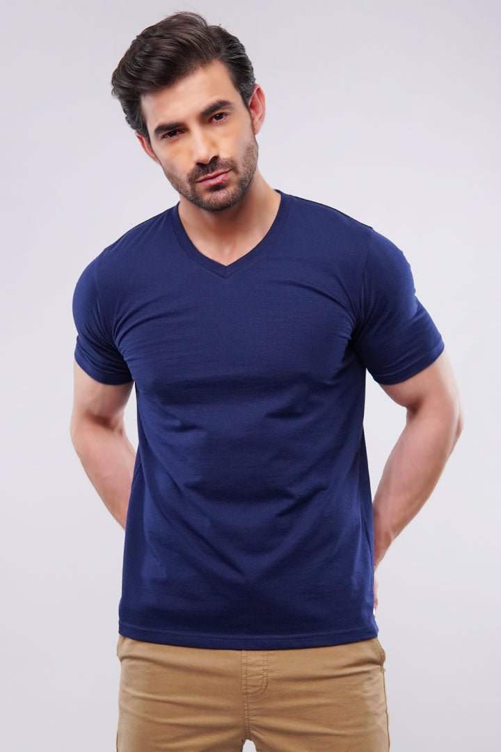 V-Neck T-Shirt - Navy Blue
