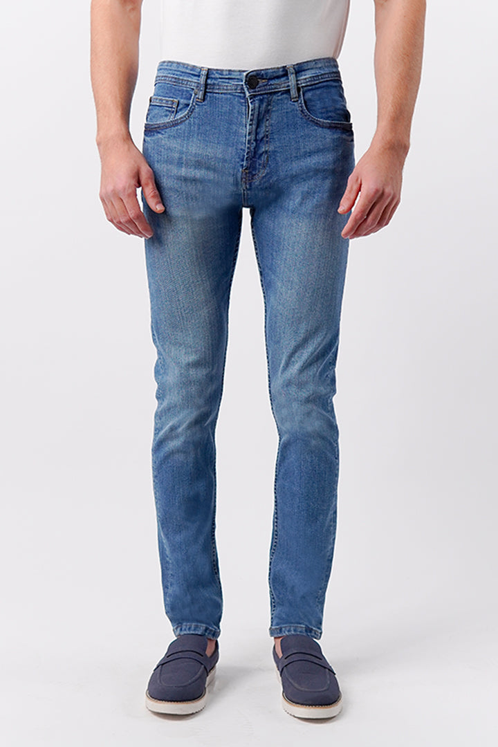 Crop Fit Denim - Medium Blue