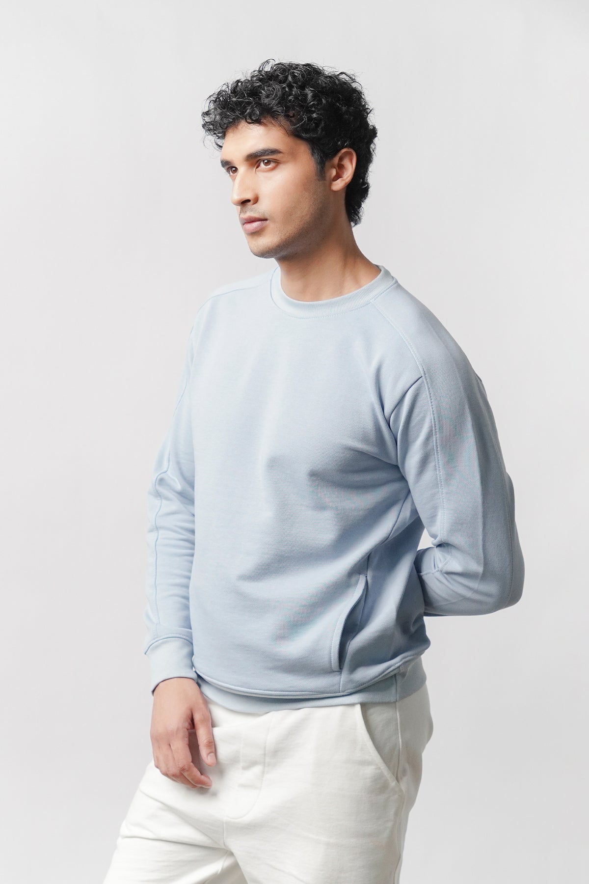 Side-Pocket Sweatshirt - Sky Blue