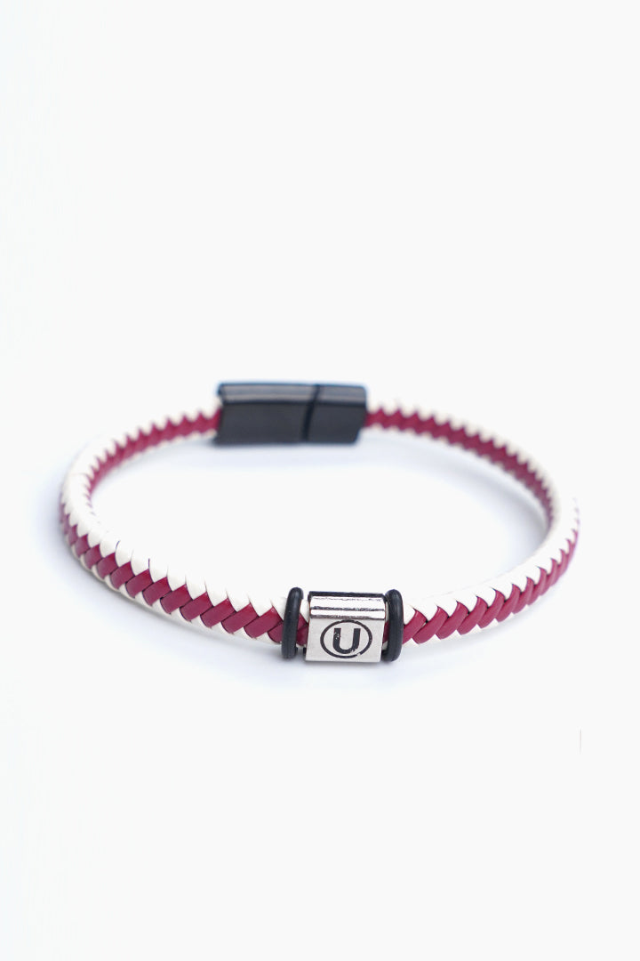 Maroon and White Slim Bracelet