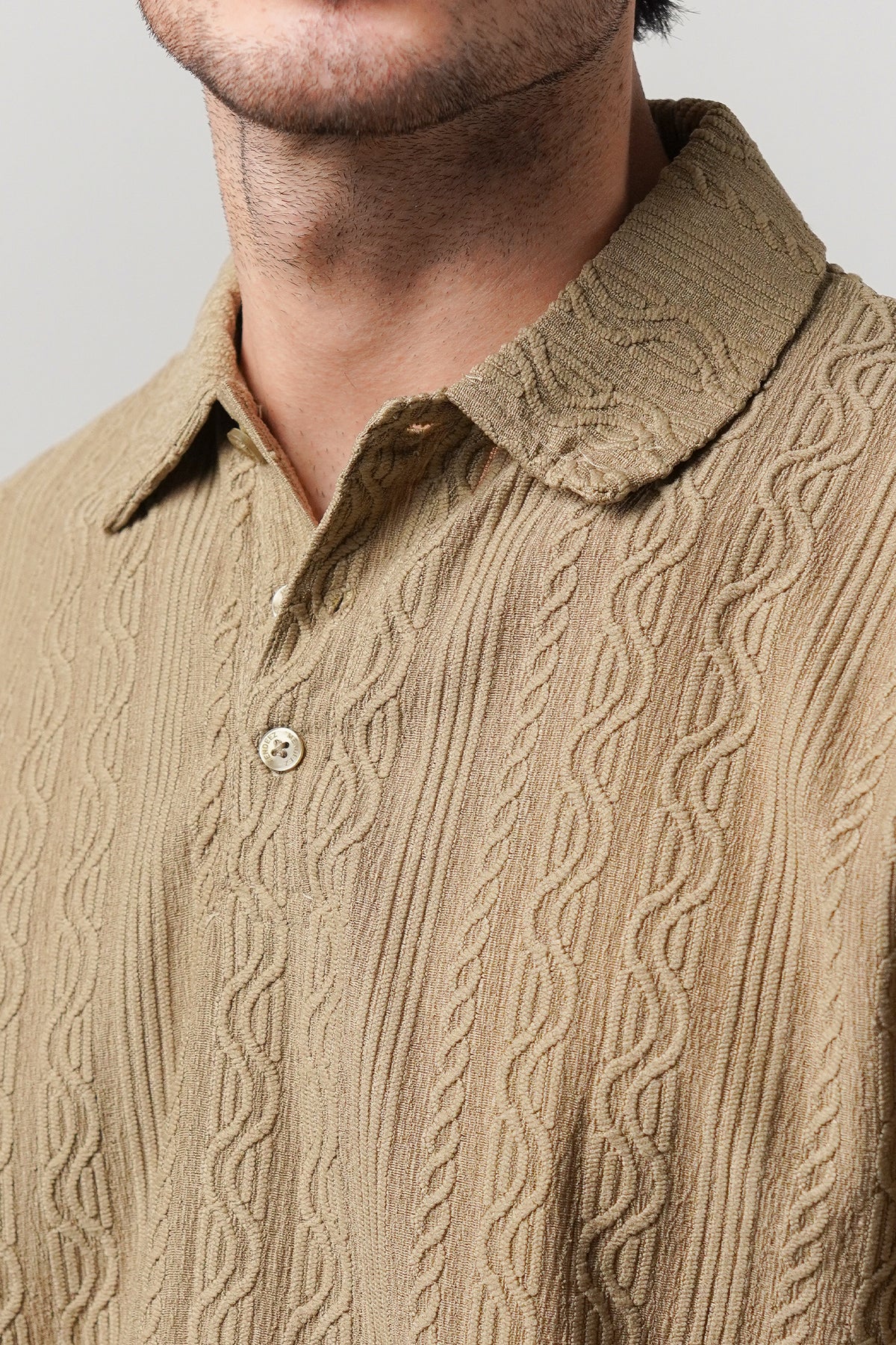 Knitted Polo Shirt - Dark Sand alternate view