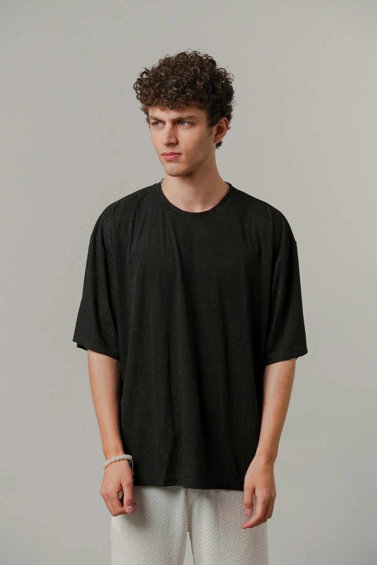 Oversized Texture Crew T-Shirt - Black alternate view