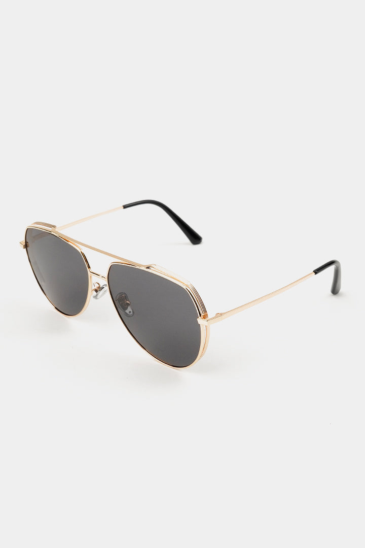 Double Bridge Round Sunglasses - Gold