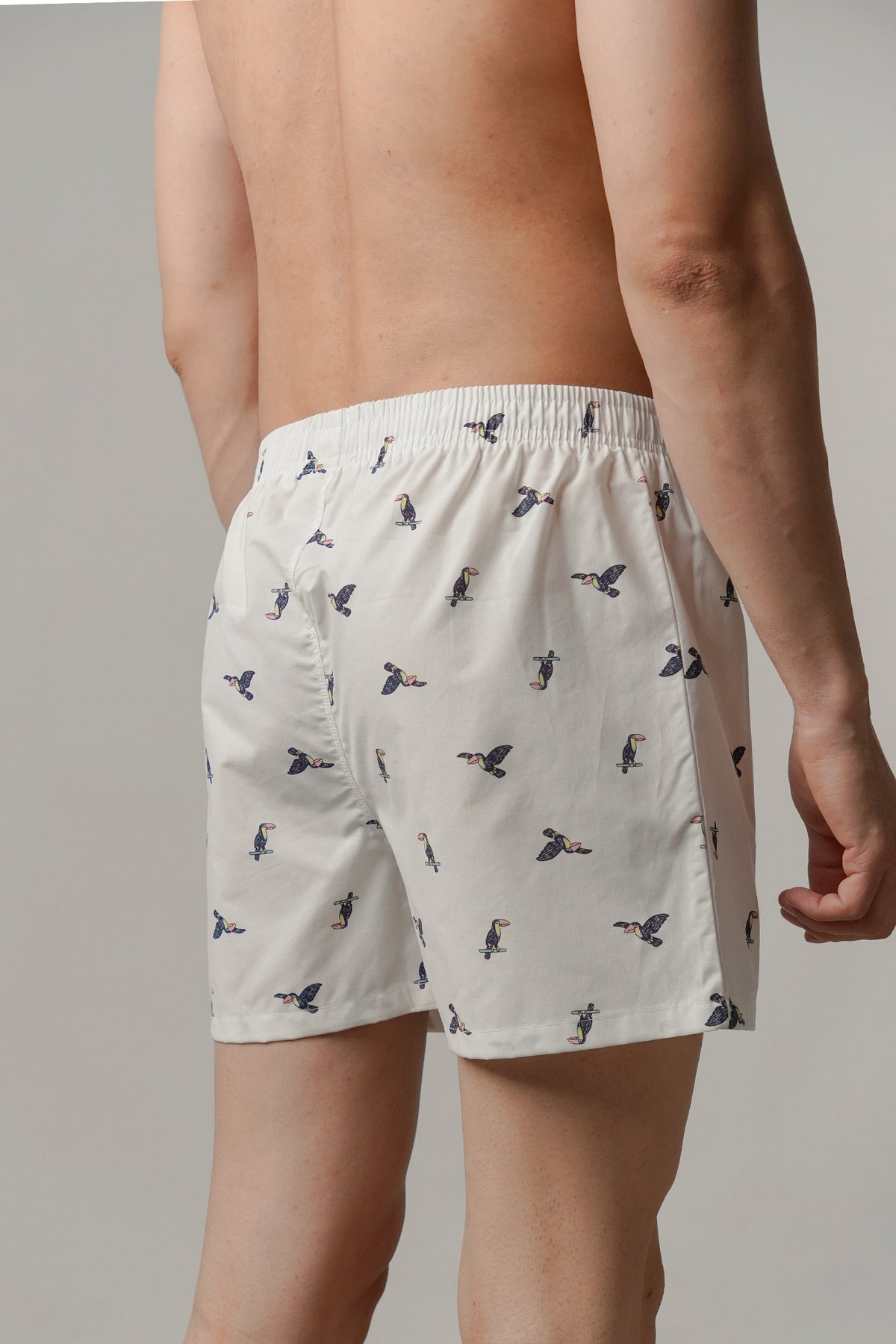 Printed Woven Boxer Shorts - White alternate view