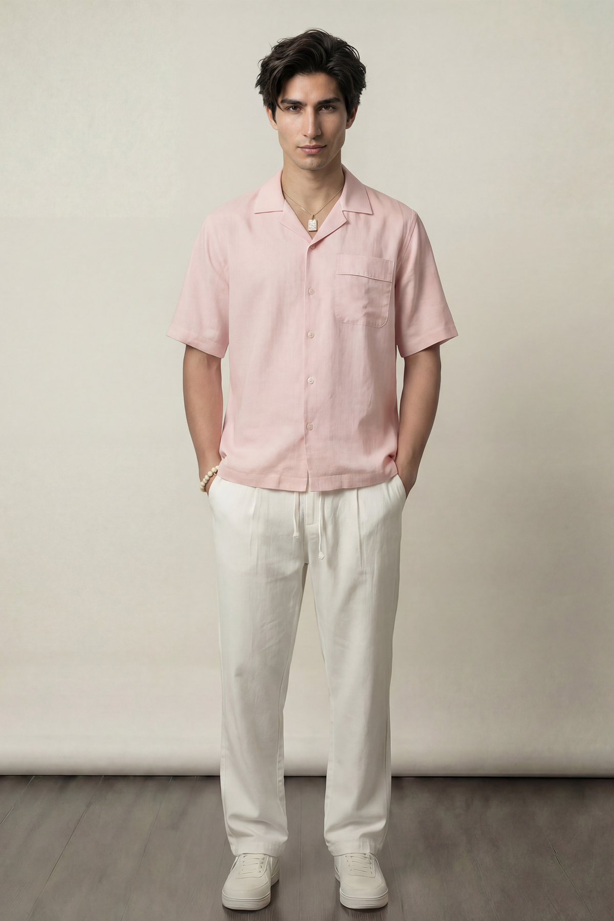 Oversized Cuban Shirt - Powder Pink