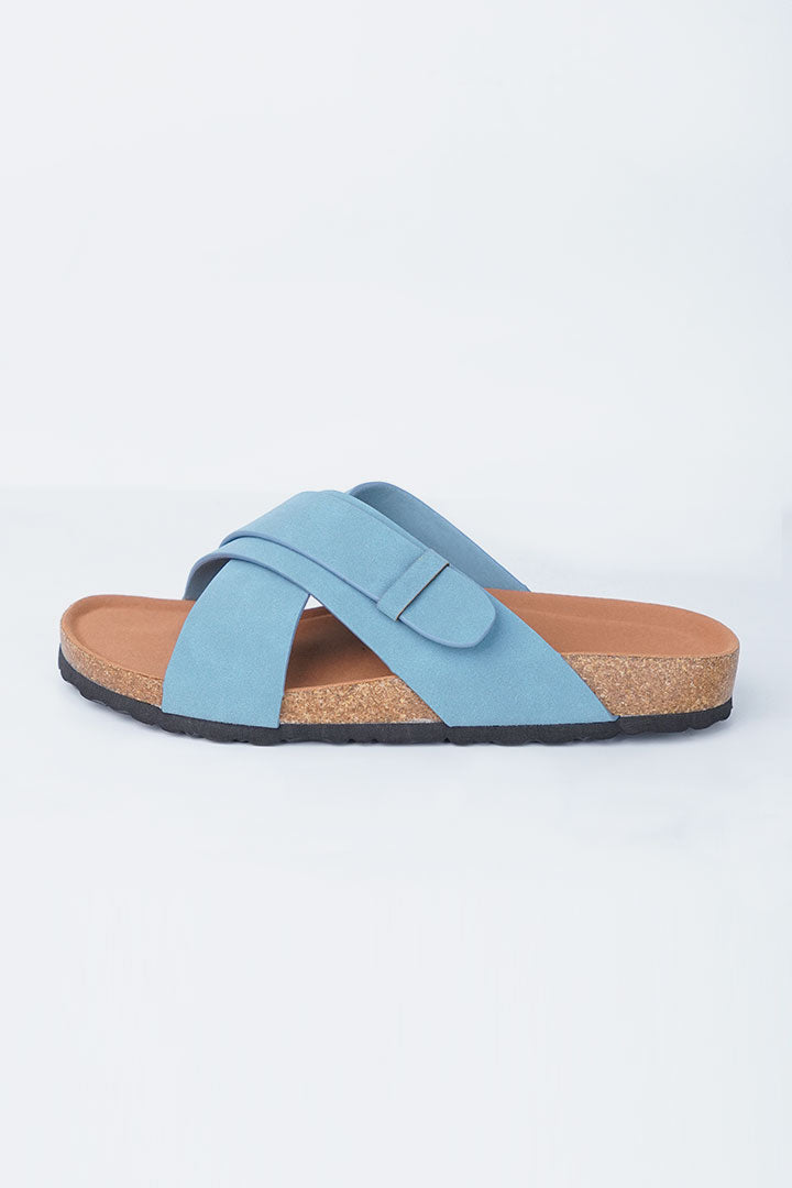 Cross-Strap Slides - Sky Blue