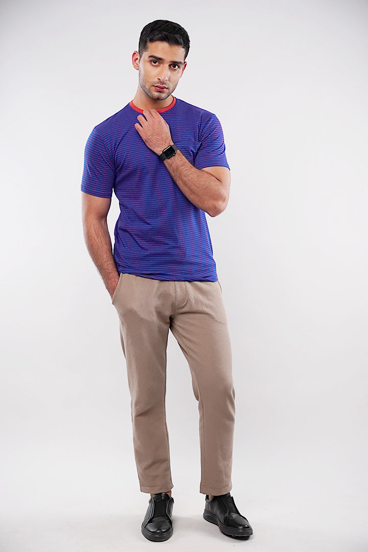 Striped Pocket T-Shirt - Blue & Orange - FA