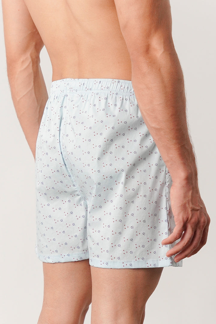 Printed Woven Boxer Shorts - Sky Blue