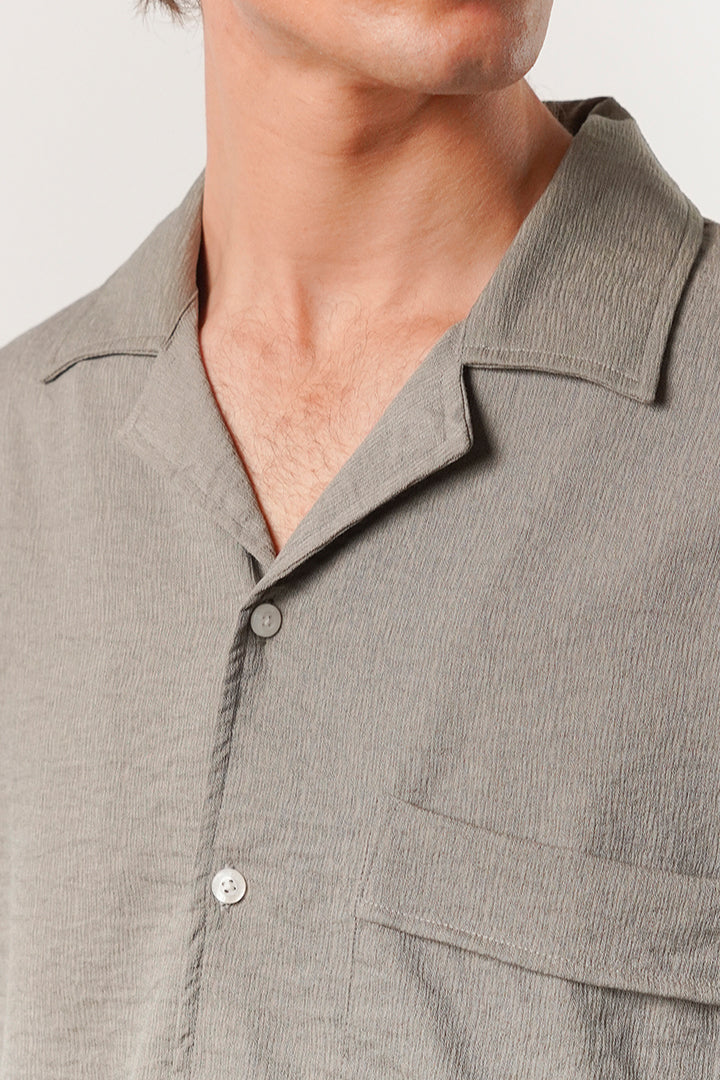 Box Fit Cuban Shirt - Sage Green alternate view