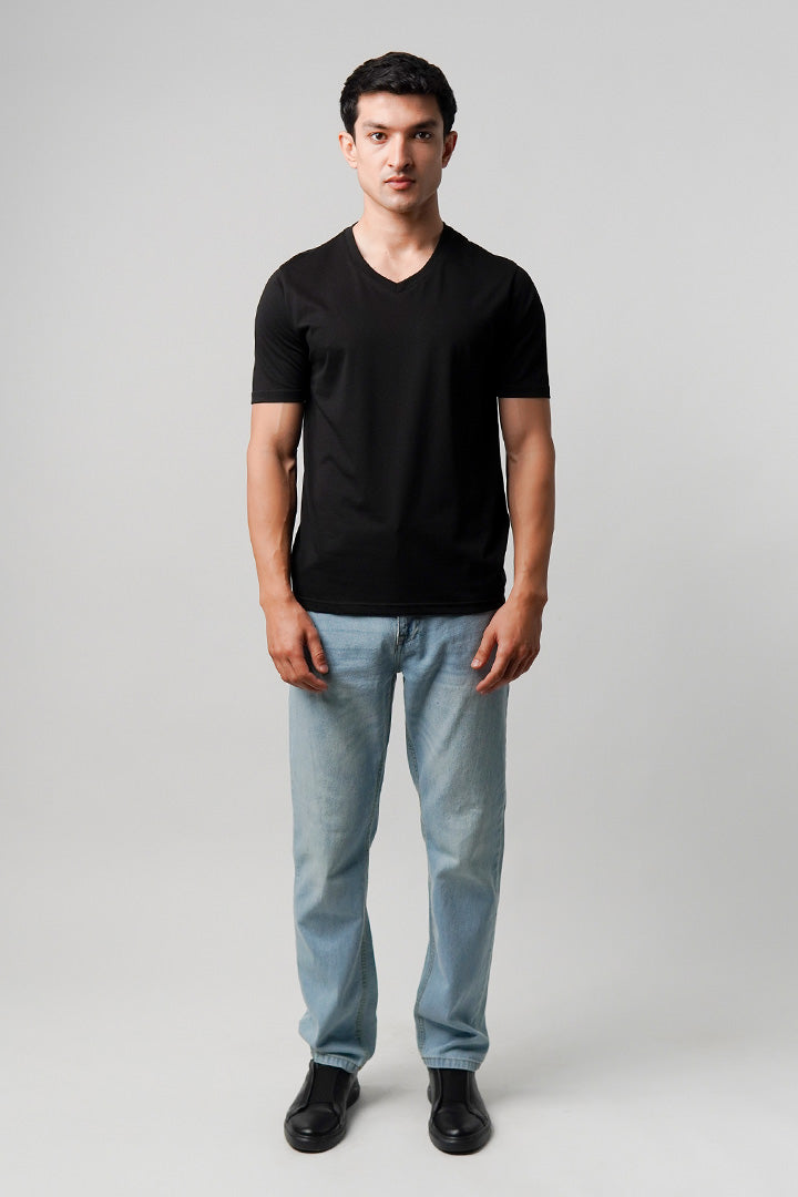 Regular Fit V-Neck T-Shirt - Black