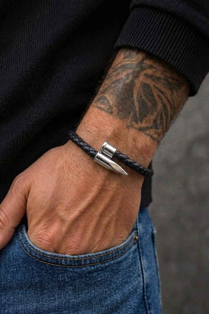 Black Silver Nail Bracelet alternate view