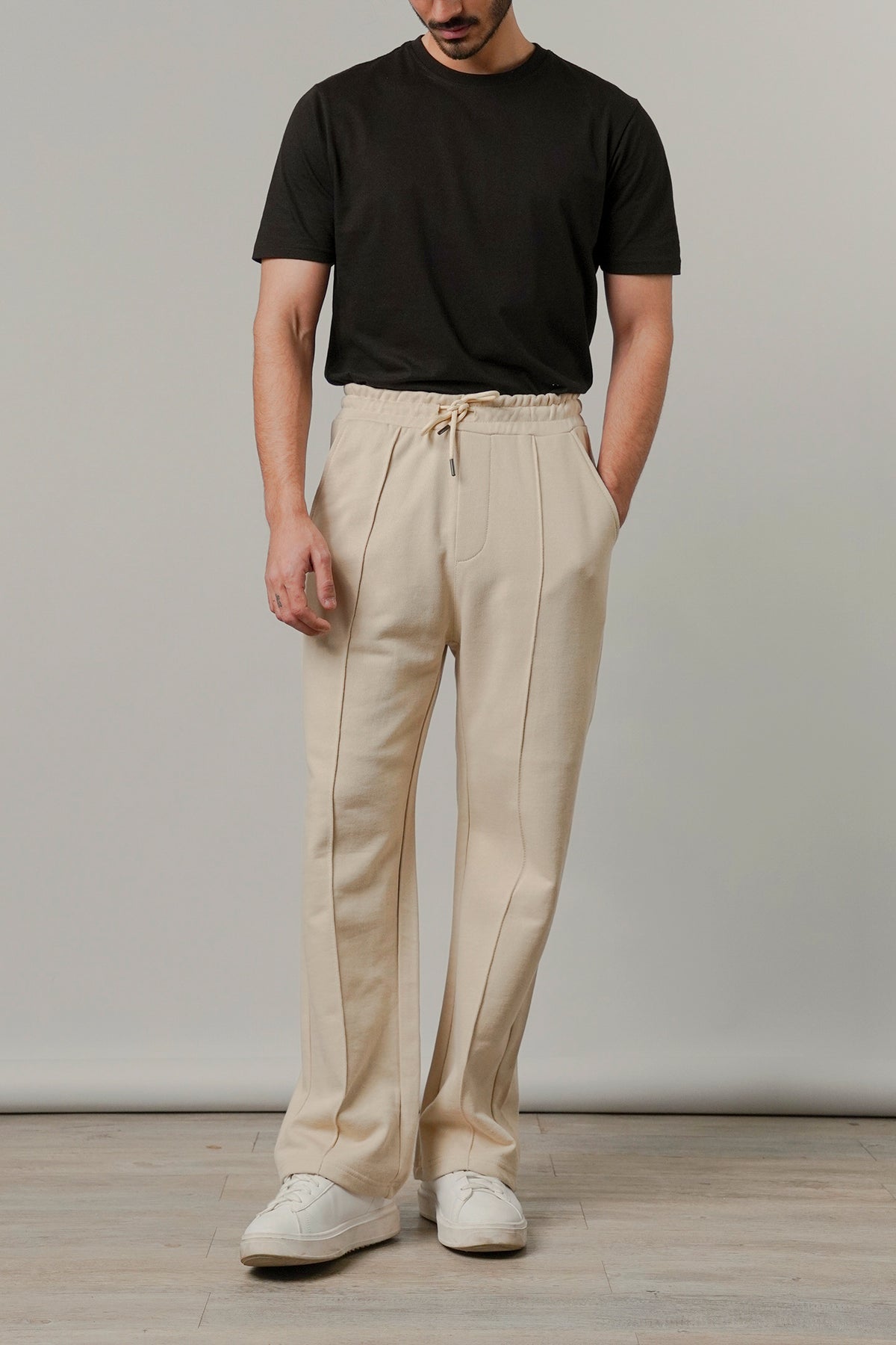 Pintex Jogger Pants - Cream