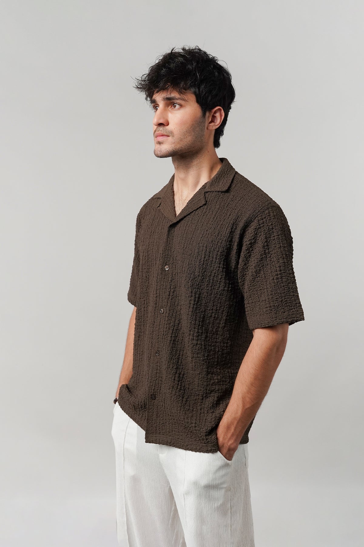 Knitted Cuban Shirt - Brown