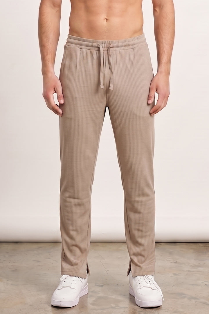 Split Hem Trousers - Beige