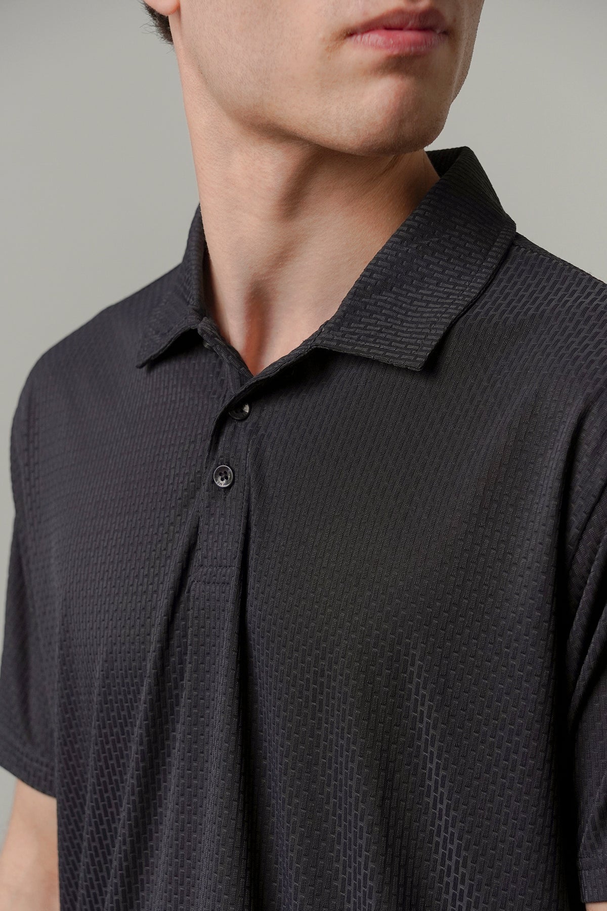 Textured Polo - Navy Blue