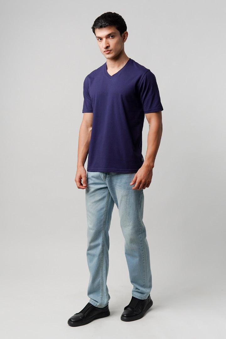 Regular Fit V-Neck T-Shirt - Navy Blue