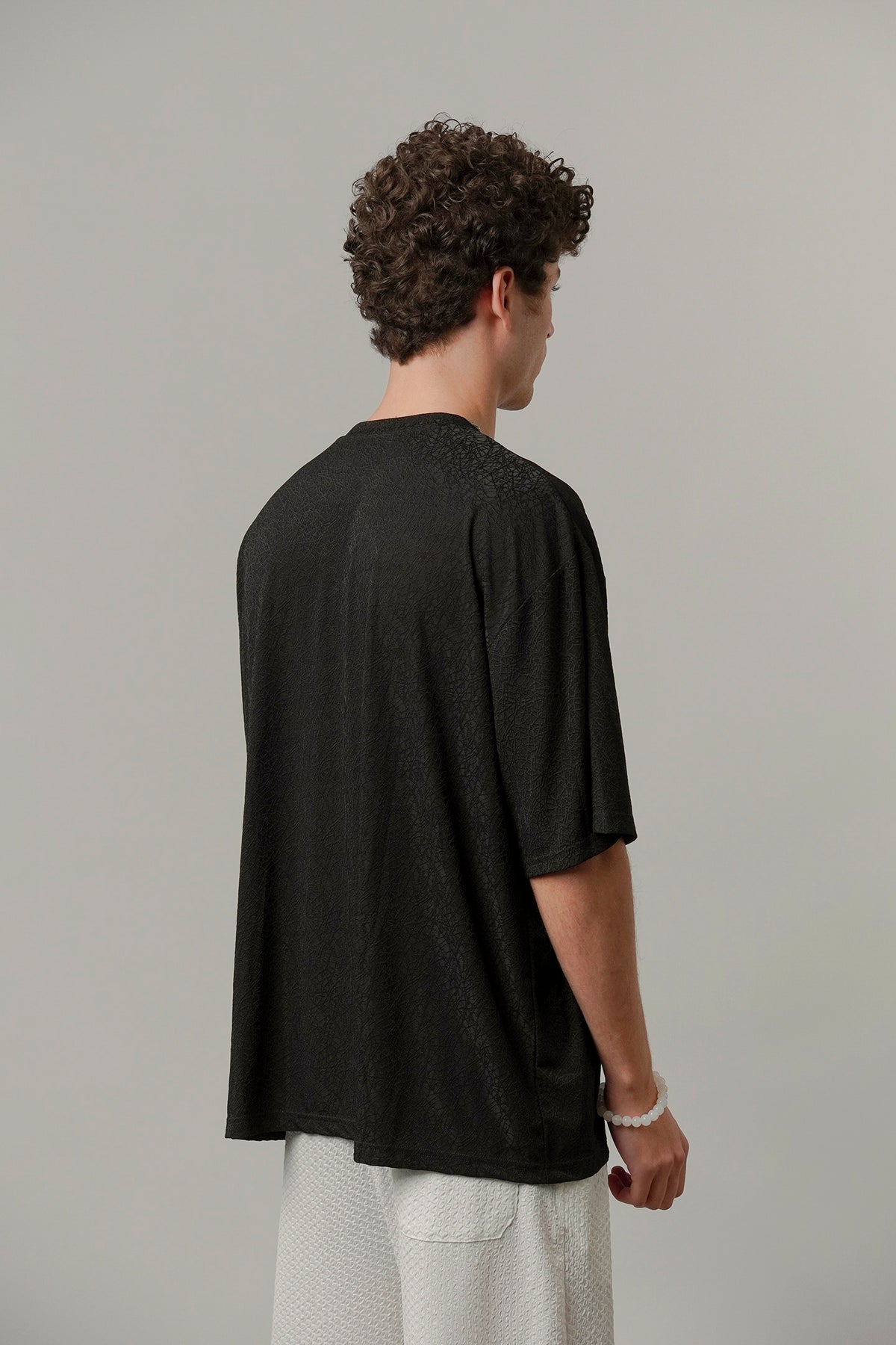 Oversized Texture Crew T-Shirt - Black