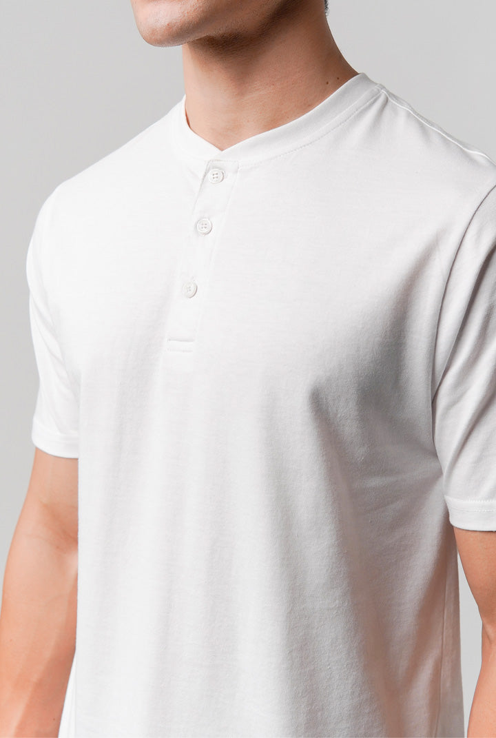 Regular Fit Henley T-Shirt - White alternate view