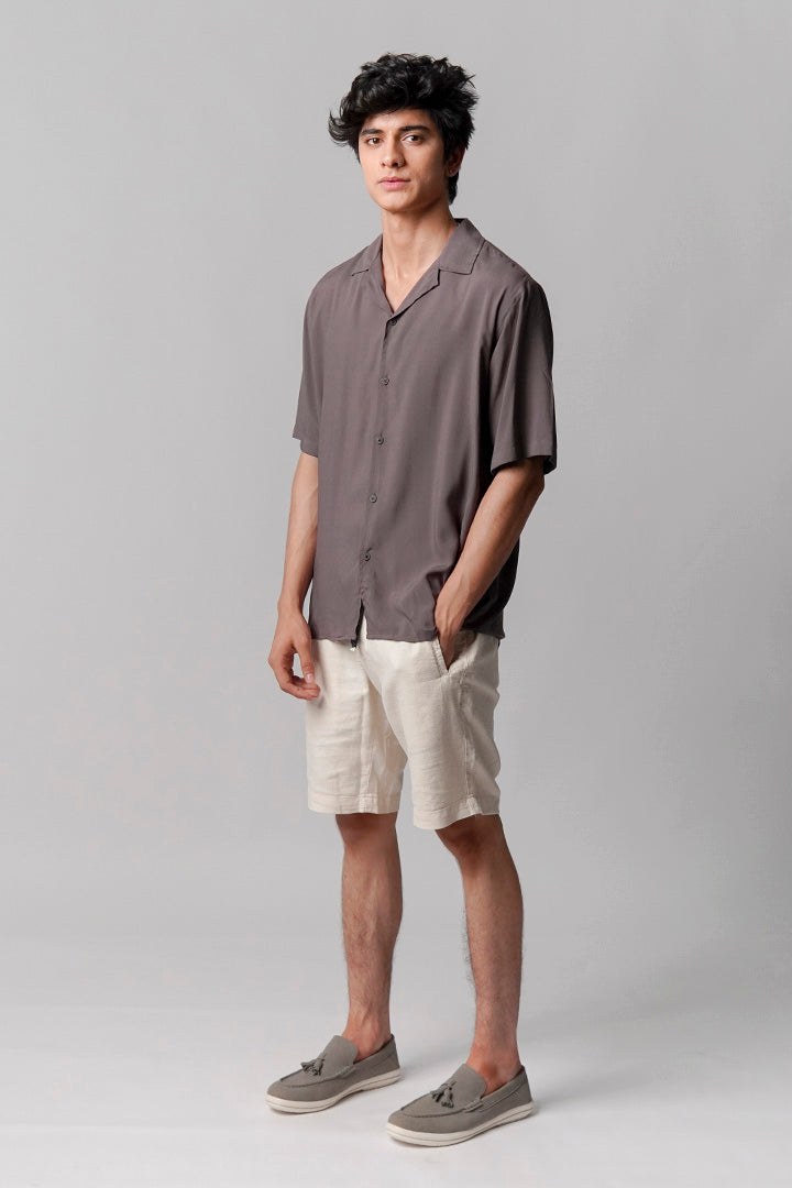 Linen Cuban Shirt - Grey - FA