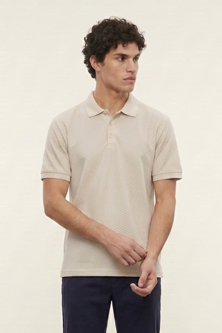 Jacquard Textured Polo - Beige