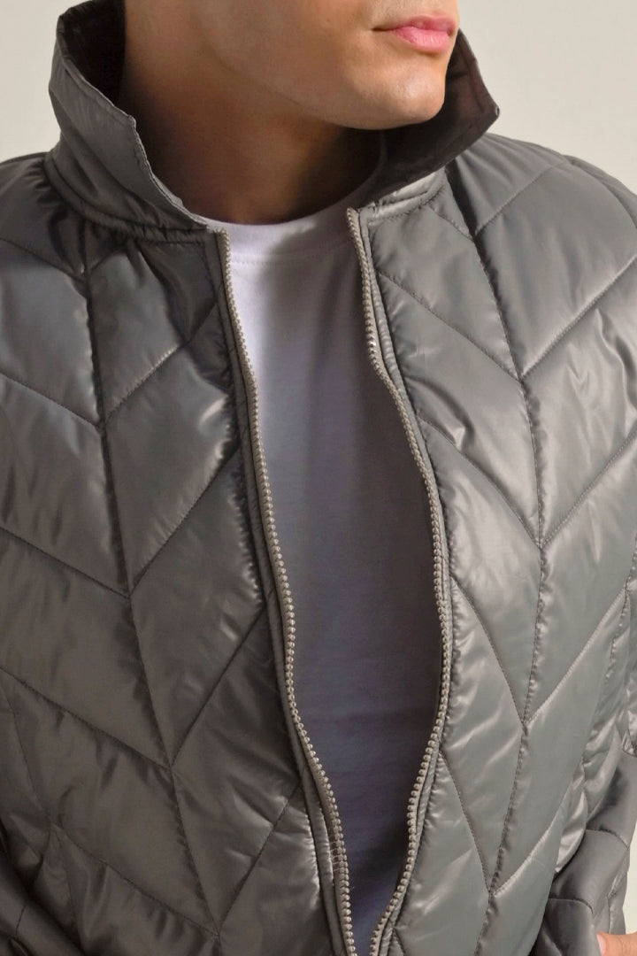 Quilted Puffer Jacket - Grey alternate view