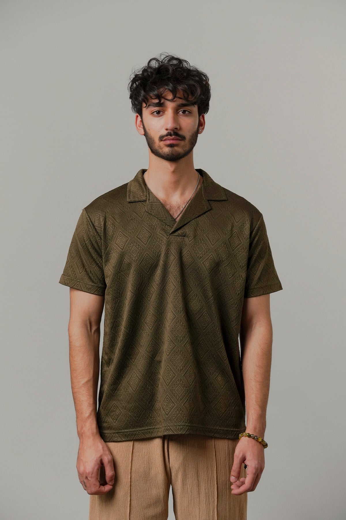 Cuban Collar Polo - Olive Green - FA