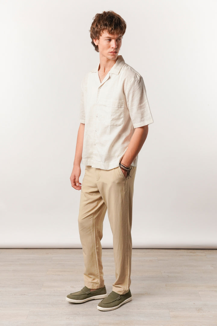 Box Fit Cuban Shirt - Cream - FA