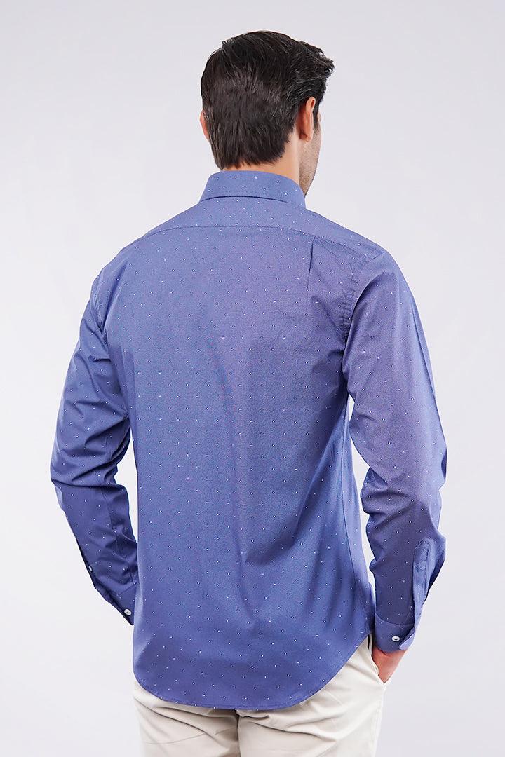 Polka Dot Yarn-Dyed Shirt - Blue - FA