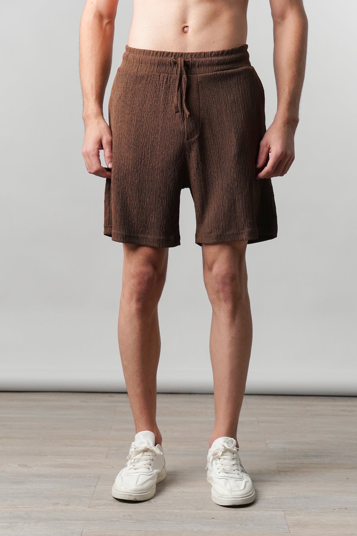 Textured Shorts - Brown