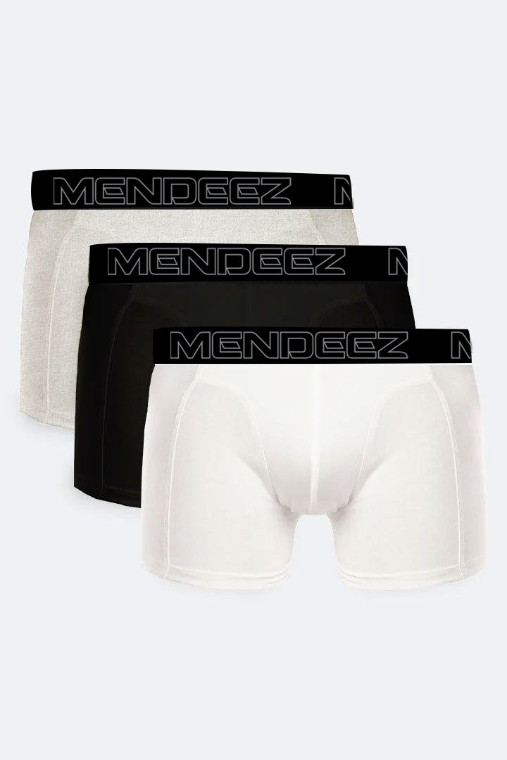 Boxer Briefs - Light Grey, Black & White Pack Of 3