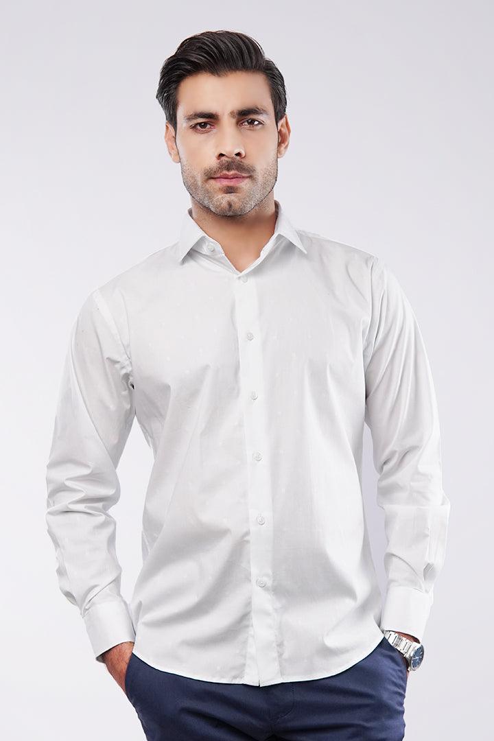 Self Texture Yarn-Dyed Shirt - White - FA