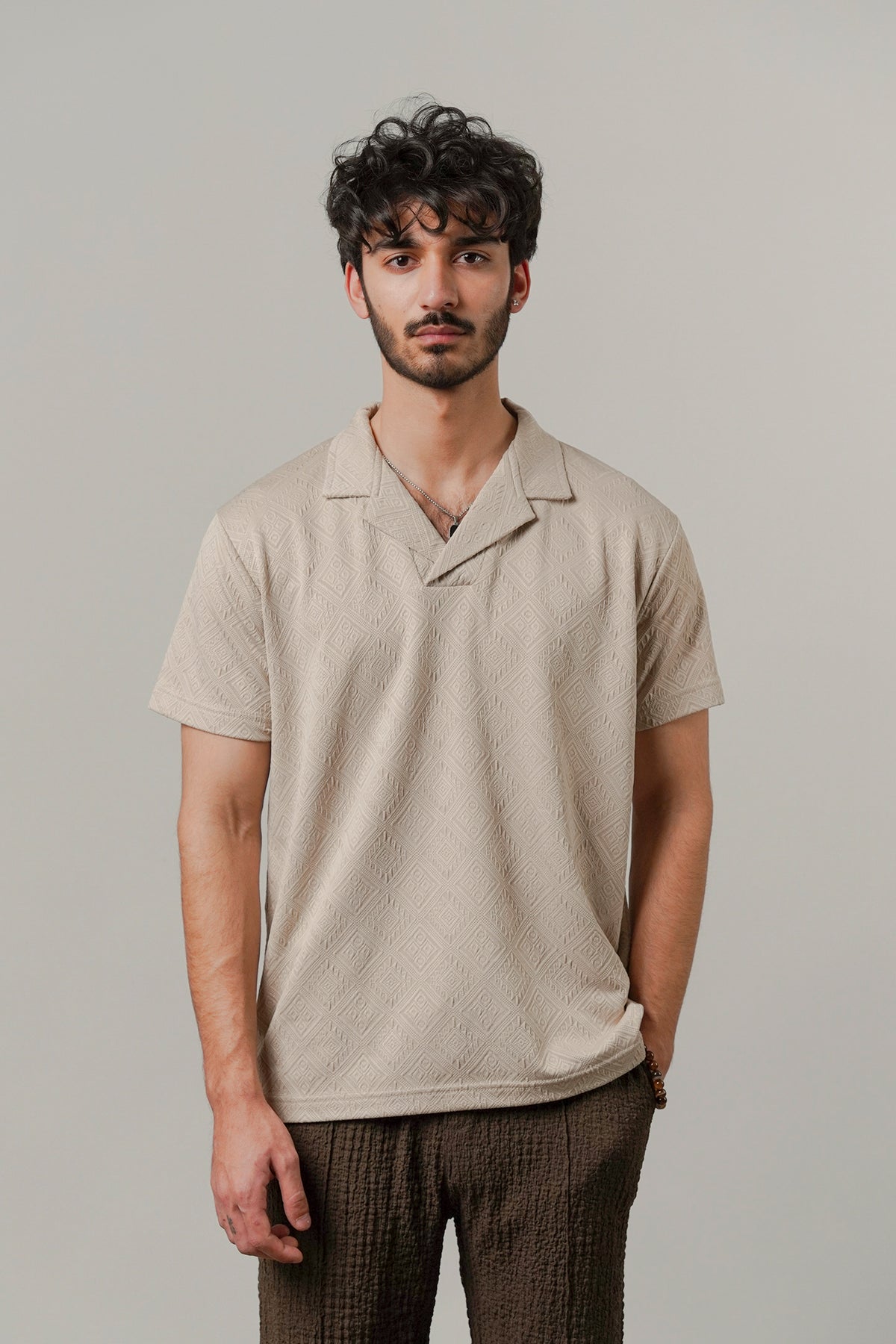 Cuban Collar Polo - Sand - FA