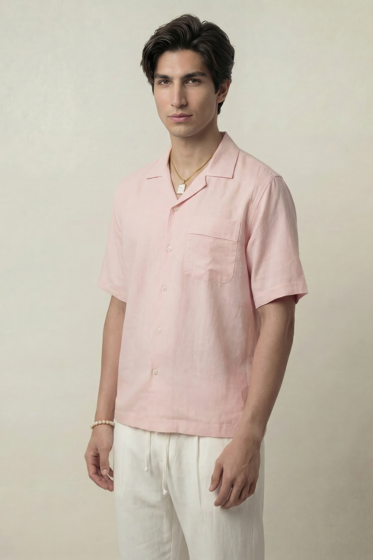 Oversized Cuban Shirt - Powder Pink