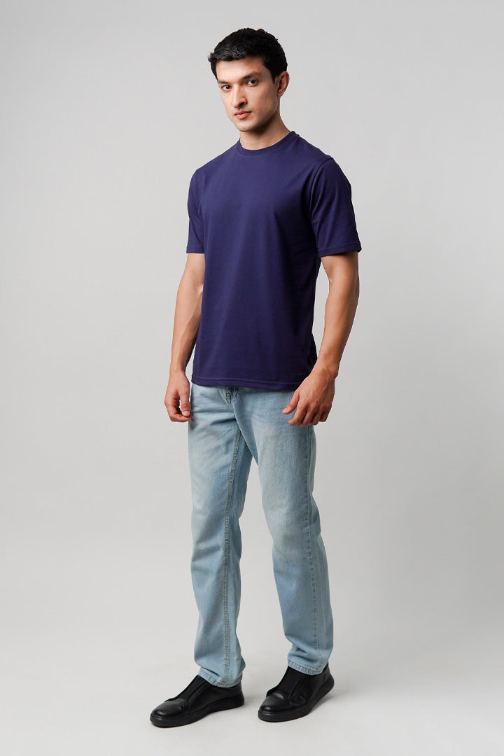 Regular Fit Crew Neck T-Shirt - Navy Blue