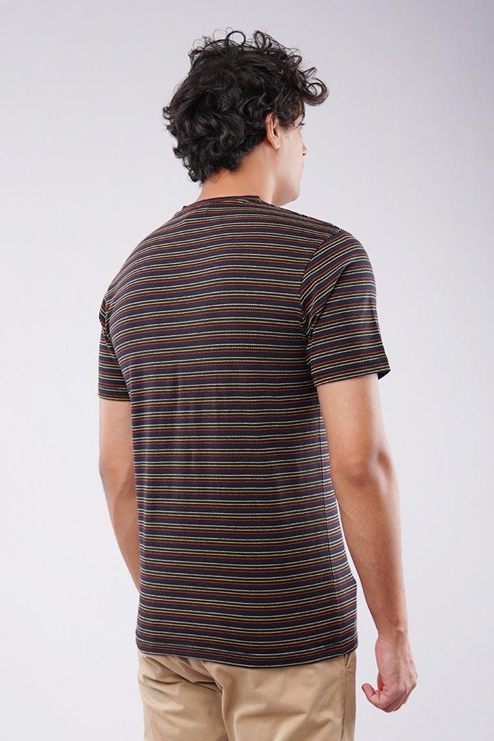 Striped Pocket T-Shirt - Black